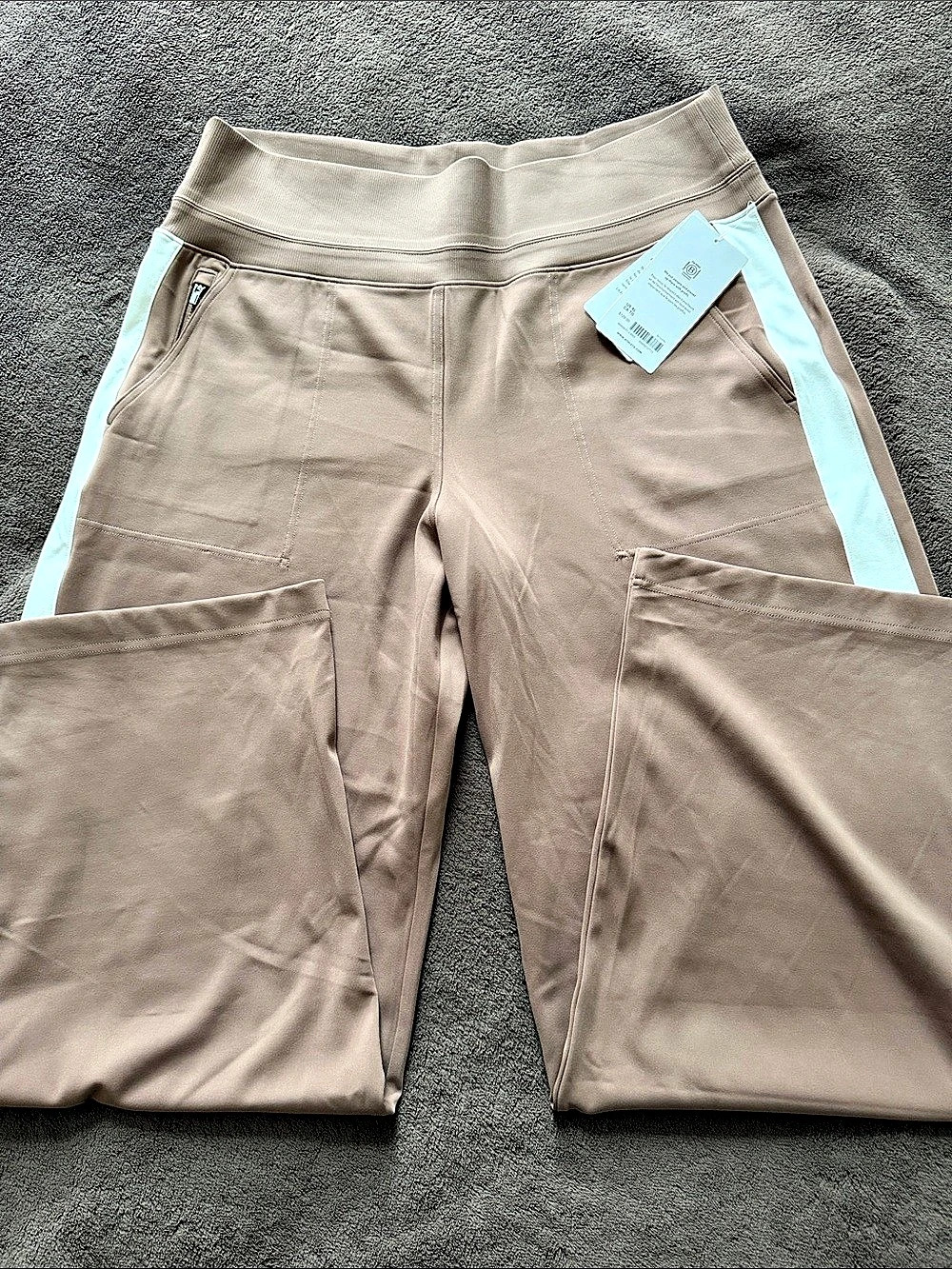 Athleta Venice Colorblock  Wide Leg Pant Brown & White  XL NWT
